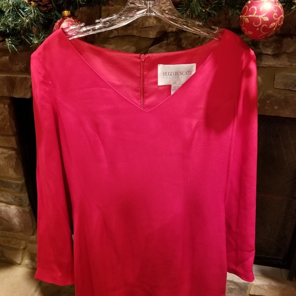 Hugo Buscati Red 100% Silk Dress - Picture 2 of 5